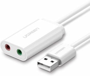 UGREEN USB 2.0 External 3.5mm Sound Card Adapter (White Color)
