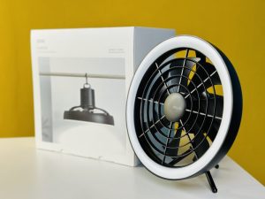 JISULIFE FA17 Rechargeable Fan with LED Light and Table Tripod- Black Color